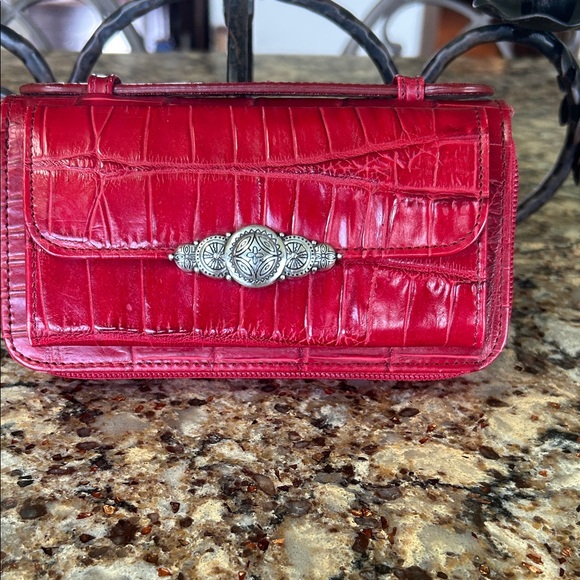 Brighton Handbags - Brighton Red Embossed Clutch with Silver Accent